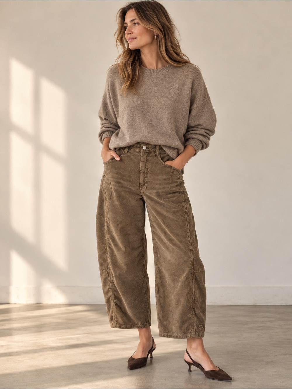 Pilcro by Anthropologie Brown Corduroy Barrel Pants